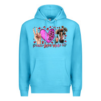 Ocean Blue peace love makeup Premium Hoodie - RacoonDesign