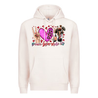 Pale Pink peace love makeup Premium Hoodie - RacoonDesign