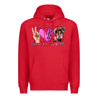 Red peace love makeup Premium Hoodie - RacoonDesign