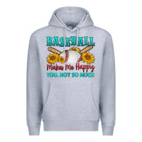 Heather Grey baseball makes me happy you, not so much Premium Hoodie - HRA Design Shop