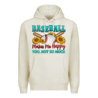 Oatmeal Heather baseball makes me happy you, not so much Premium Hoodie - HRA Design Shop