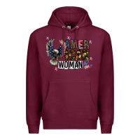 Burgundy american woman Premium Hoodie - CowhideDigitalArt