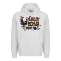 Dove Grey american woman Premium Hoodie - CowhideDigitalArt