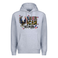 Heather Grey american woman Premium Hoodie - CowhideDigitalArt