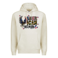 Oatmeal Heather american woman Premium Hoodie - CowhideDigitalArt