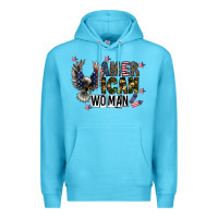 Ocean Blue american woman Premium Hoodie - CowhideDigitalArt