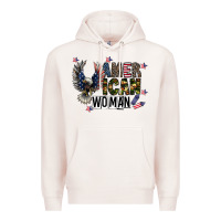 Pale Pink american woman Premium Hoodie - CowhideDigitalArt