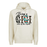 Oatmeal Heather being a gigi makes my life complate Premium Hoodie - CowhideDigitalArt