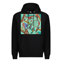 Black pipe tomahawk dreamcatcher headdress seamless patt Premium Hoodie - FaDigitalArtStudio
