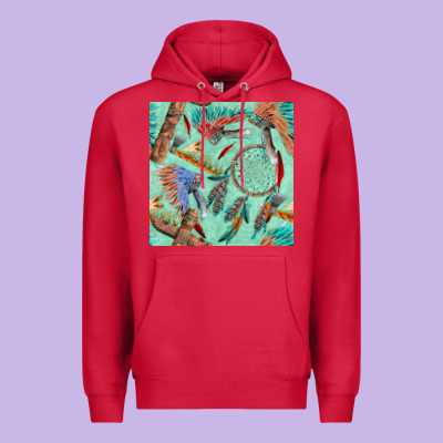 Pipe Tomahawk Dreamcatcher Headdress Seamless Patt Premium Hoodie Designed By Fadigitalartstudio