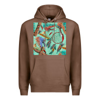 Chestnut pipe tomahawk dreamcatcher headdress seamless patt Premium Hoodie - FaDigitalArtStudio