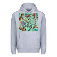 Heather Grey pipe tomahawk dreamcatcher headdress seamless patt Premium Hoodie - FaDigitalArtStudio