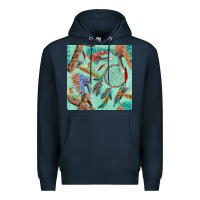 Navy pipe tomahawk dreamcatcher headdress seamless patt Premium Hoodie - FaDigitalArtStudio