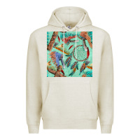 Oatmeal Heather pipe tomahawk dreamcatcher headdress seamless patt Premium Hoodie - FaDigitalArtStudio