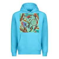 Ocean Blue pipe tomahawk dreamcatcher headdress seamless patt Premium Hoodie - FaDigitalArtStudio
