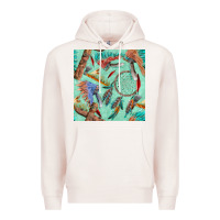 Pale Pink pipe tomahawk dreamcatcher headdress seamless patt Premium Hoodie - FaDigitalArtStudio