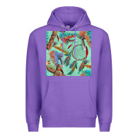 Purple pipe tomahawk dreamcatcher headdress seamless patt Premium Hoodie - FaDigitalArtStudio