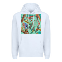 White pipe tomahawk dreamcatcher headdress seamless patt Premium Hoodie - FaDigitalArtStudio