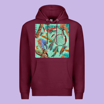 Pipe Tomahawk Dreamcatcher Headdress Seamless Patt Premium Hoodie Designed By Fadigitalartstudio
