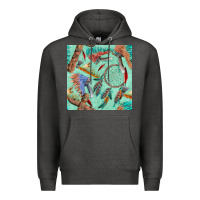 Charcoal Heather pipe tomahawk dreamcatcher headdress seamless patt Premium Hoodie - FaDigitalArtStudio