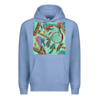 Colony Blue pipe tomahawk dreamcatcher headdress seamless patt Premium Hoodie - FaDigitalArtStudio