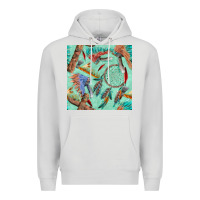 Dove Grey pipe tomahawk dreamcatcher headdress seamless patt Premium Hoodie - FaDigitalArtStudio