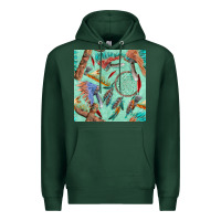 Sports Green pipe tomahawk dreamcatcher headdress seamless patt Premium Hoodie - FaDigitalArtStudio