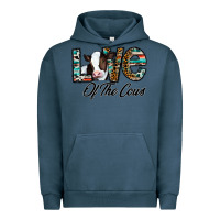 Pigment Midnight Navy love of the cows Urban Hoodie - CowhideDigitalArt