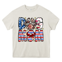 Cream American Dog Mom Heavy Core Tee - CowhideDigitalArt
