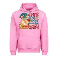 Fuchsia Pink drink in my hand toes in the sand Urban Hoodie - HRA Design Shop