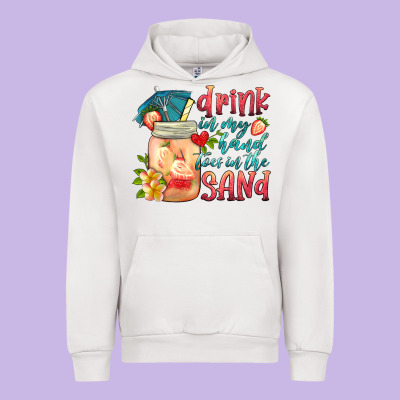 Drink In My Hand Toes In The Sand Urban Hoodie Designed By Hra Design Shop