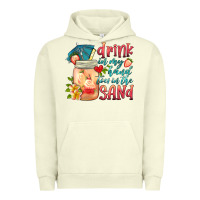 Pigment Pistachio drink in my hand toes in the sand Urban Hoodie - HRA Design Shop