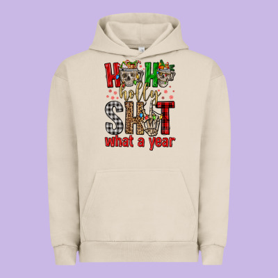 Ho Ho Holly Shit What A Year Urban Hoodie Designed By Fadigitalartstudio