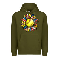 Army Green softball sunflower Premium Hoodie - HRA Design Shop