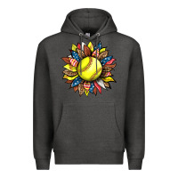 Charcoal Heather softball sunflower Premium Hoodie - HRA Design Shop