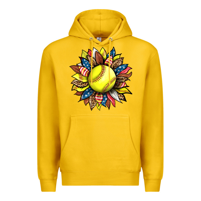 Softball Sunflower Premium Hoodie by HRA Design Shop | Teevron