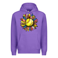 Purple softball sunflower Premium Hoodie - HRA Design Shop