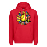 Red softball sunflower Premium Hoodie - HRA Design Shop