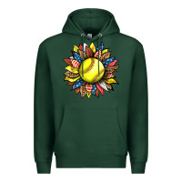Sports Green softball sunflower Premium Hoodie - HRA Design Shop