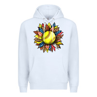 White softball sunflower Premium Hoodie - HRA Design Shop