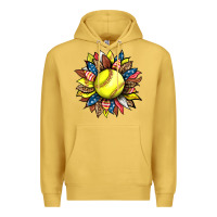 Antique Gold softball sunflower Premium Hoodie - HRA Design Shop