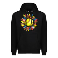 Black softball sunflower Premium Hoodie - HRA Design Shop