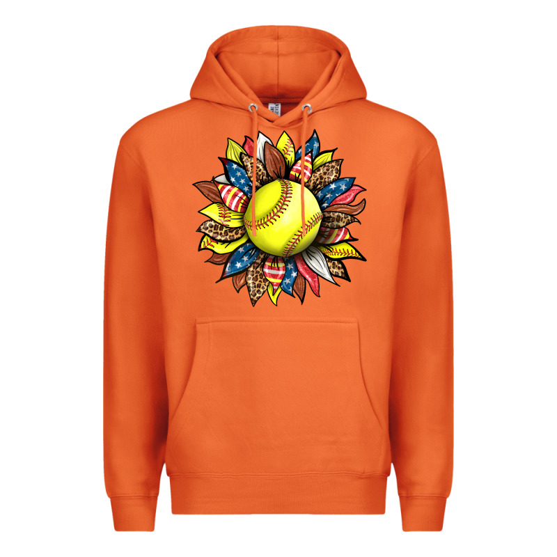 Softball Sunflower Premium Hoodie by HRA Design Shop | Teevron