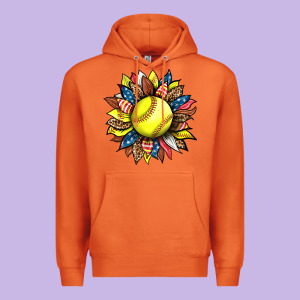 Softball Sunflower Premium Hoodie Designed By Hra Design Shop