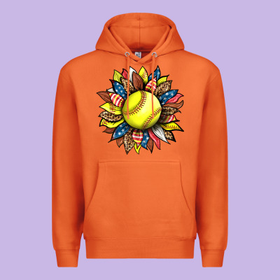 Softball Sunflower Premium Hoodie Designed By Hra Design Shop
