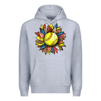 Heather Grey softball sunflower Premium Hoodie - HRA Design Shop