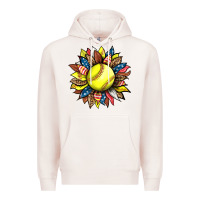 Pale Pink softball sunflower Premium Hoodie - HRA Design Shop