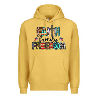 Antique Gold faith family freedom Premium Hoodie - CowhideDigitalArt