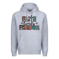 Heather Grey faith family freedom Premium Hoodie - CowhideDigitalArt