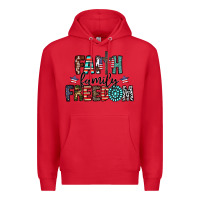Red faith family freedom Premium Hoodie - CowhideDigitalArt